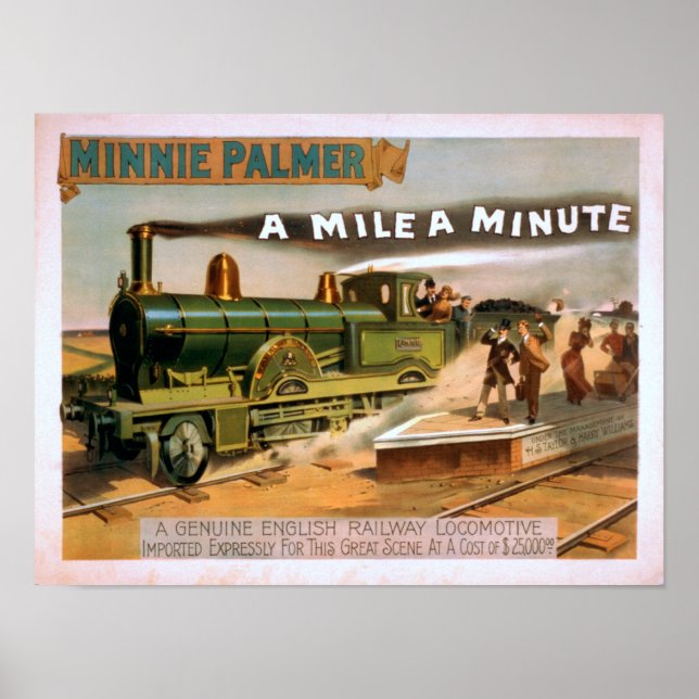 Affiches "Un kilomètre à une minute" Big Locomotive Train T (Devant)