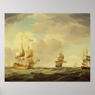 Affiches Un navire amiral anglais sous la voile facile dans