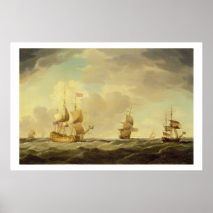 Affiches Un navire amiral anglais sous la voile facile dans