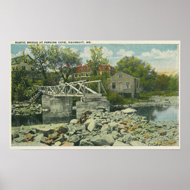 Affiches Un pont rustique à la scène de Perkins Cove (Devant)