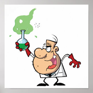 Affiches Un scientifique fou tenant une potion verte