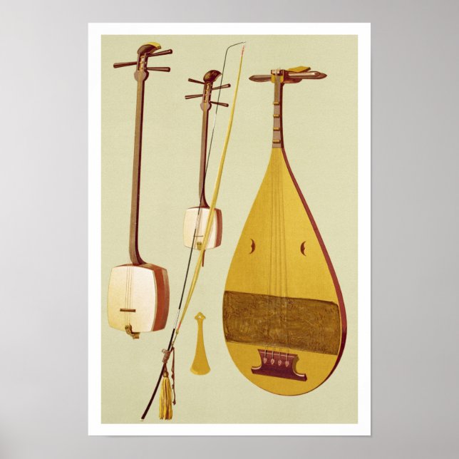 Affiches Un shamisen, un kokyu et un biwa, japonais, de 'Mu (Devant)