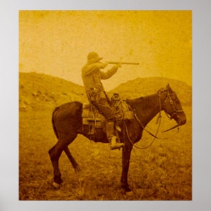 Affiches Un tir sur Horseback Sepia Vintage