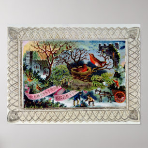 Affiches Un voeux de Noël, carte postale victorienne