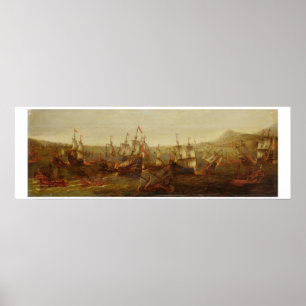 Affiches Une action entre les navires espagnols et Barbary 