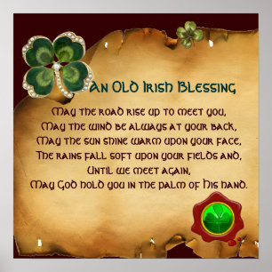Affiches Une ancienne bénédiction irlandaise parchemin, car