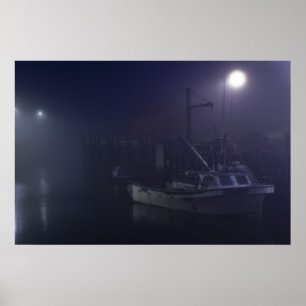 Affiches Une carte d'art nocturne de Lonely Harbour
