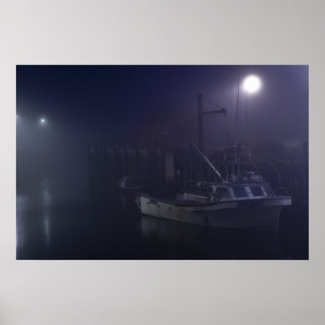 Affiches Une carte d'art nocturne de Lonely Harbour (Devant)