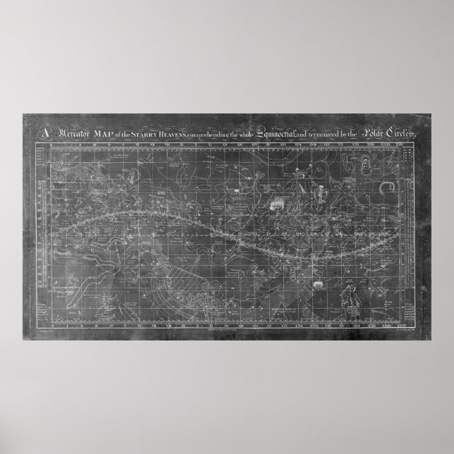 Affiches Une carte mercator des cieux étoiles (Devant)