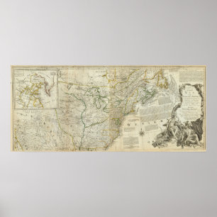 Affiches Une carte précise de section du nord de l'Amérique