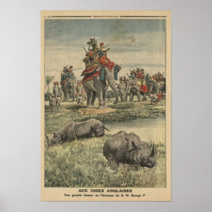 Affiches Une chasse à rhinocéros en l'honneur du Roi George