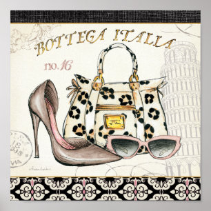 Affiches Une chaussure, un sac, et une paire de verres