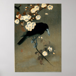 Affiches Une corneille et une fleur par le cru d'Ohara