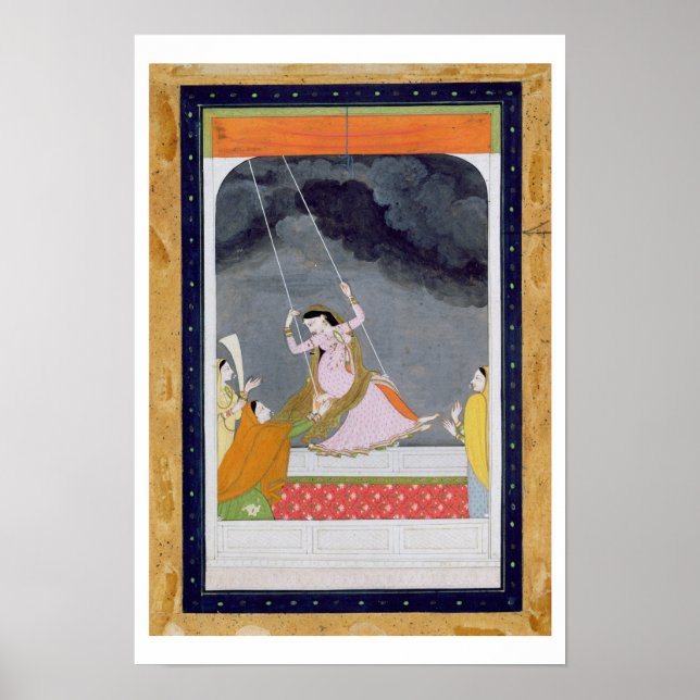 Affiches Une dame en balançoire, Kangra, Punjab hills c.179 (Devant)