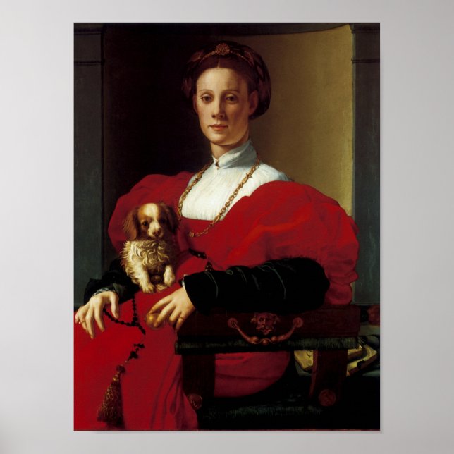 Affiches Une dame en robe rouge (Devant)