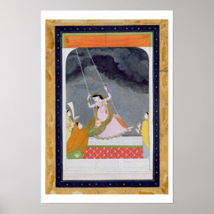 Affiches Une dame sur une oscillation, Kangra, collines