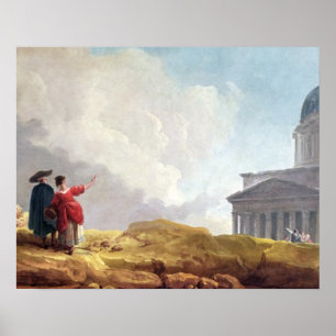 Affiches Une église montrée à un voyageur dans un étend