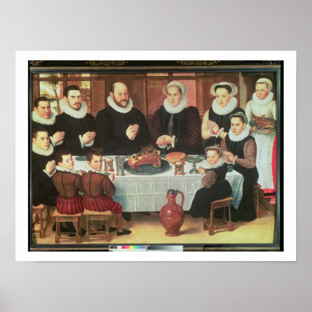 Affiches Une famille dit grâce avant le repas, 1585 (huile  (Devant)