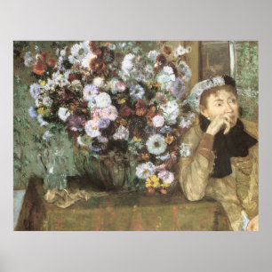 Affiches Une femme avec des chrysanthèmes par Edgar Degas