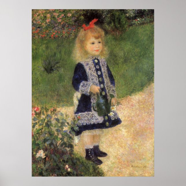 Affiches Une fille à la canne d'arrosage par Pierre Renoir (Devant)
