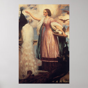 Affiches Une fille qui nourrit des paons