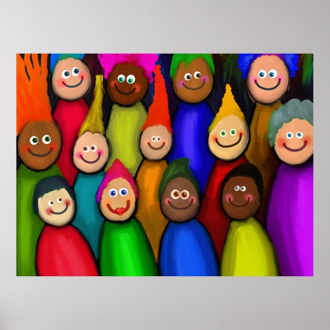 Affiches Une foule diversifiée de gens peintres (Devant)