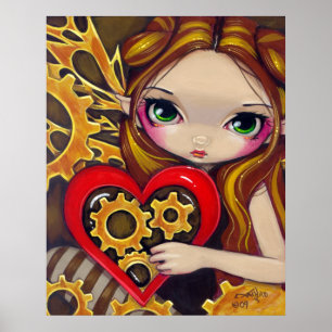 Affiches Une horloge Saint Valentin steampunk fairy Art Pri