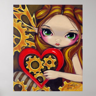 Affiches Une horloge Saint Valentin steampunk fairy Art Pri