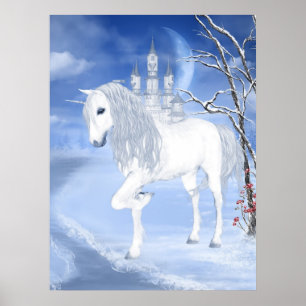 Affiches une licorne blanche