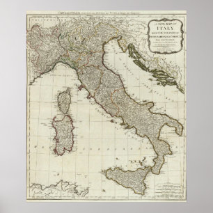 Affiches Une nouvelle carte de l'Italie avec les îles de la