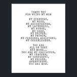 Affiches Une ode à ma mère | Personnaliser ce poème<br><div class="desc">Customisez avec votre propre texte ou utilisez mon poème comme cadeau spécial pour votre mère. Sentez le poids de la maternité... la responsabilité et ma propre mère disparaît. "Une ode à ma mère" par Becky Nimoy 2017.</div>