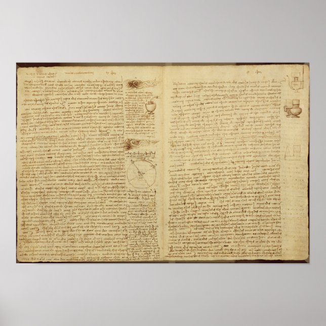 Affiches Une page du Codex Leicester, 1508-12 (Devant)