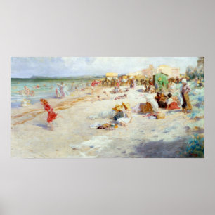 Affiches Une plage occupée en été