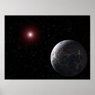 Affiches Une planète glacée/rocheuse en orbite autour d'une