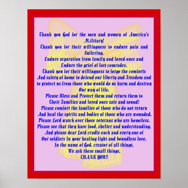 Affiches Une Prière Pour Nos Soldats (Devant)