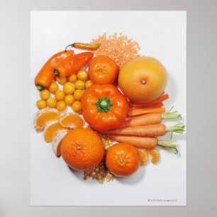 Affiches Une sélection de fruits et légumes orange.