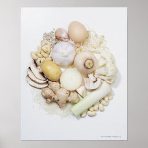 Affiches Une sélection des fruits et des légumes blancs