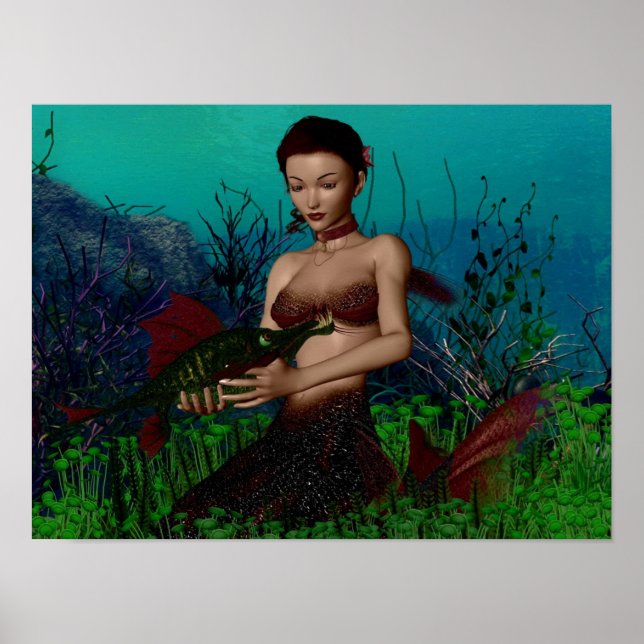 Affiches Une sirène et son poisson (Devant)