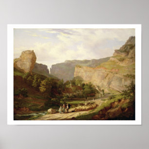 Affiches Une vue de la gorge de cheddar (huile sur la