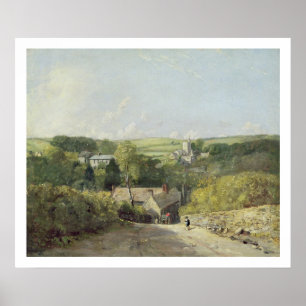 Affiches Une vue de village d'Osmington avec l'église et Vi