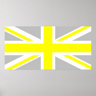 Affiches Union Jack gris clair et jaune