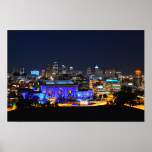 Affiches Union Station en bleu, Kansas City (19x10)