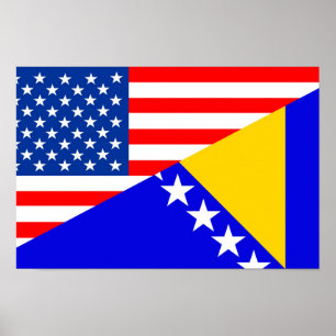 Affiches united states america bosnia herzegovina half flag