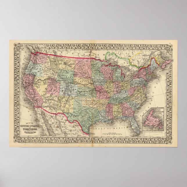 Affiches United States Map by Mitchell (Devant)