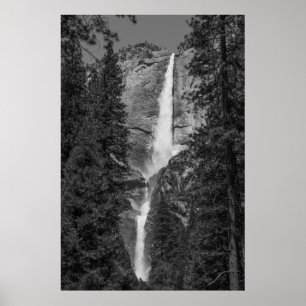 Affiches Upper Lower Yosemite Falls noir et blanc
