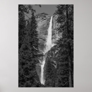 Affiches Upper Lower Yosemite Falls noir et blanc