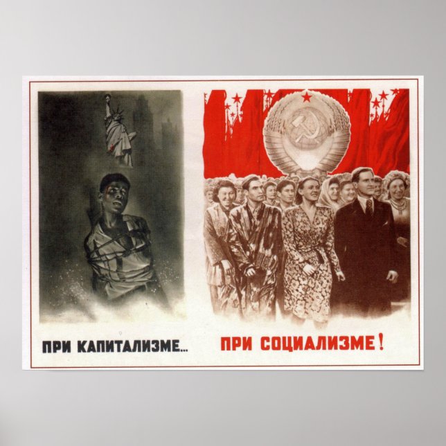 Affiches URSS Union soviétique Anti-capitalisme 1948 (Devant)