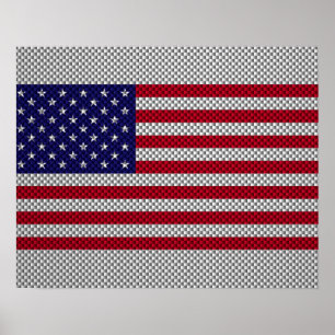 Affiches US Flag on Carbon Fiber Style Decor
