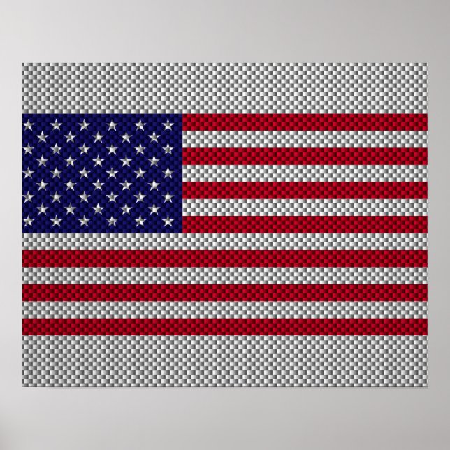 Affiches US Flag on Carbon Fiber Style Decor (Devant)