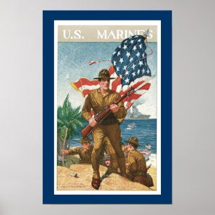 Affiches US Marines - w/Flag